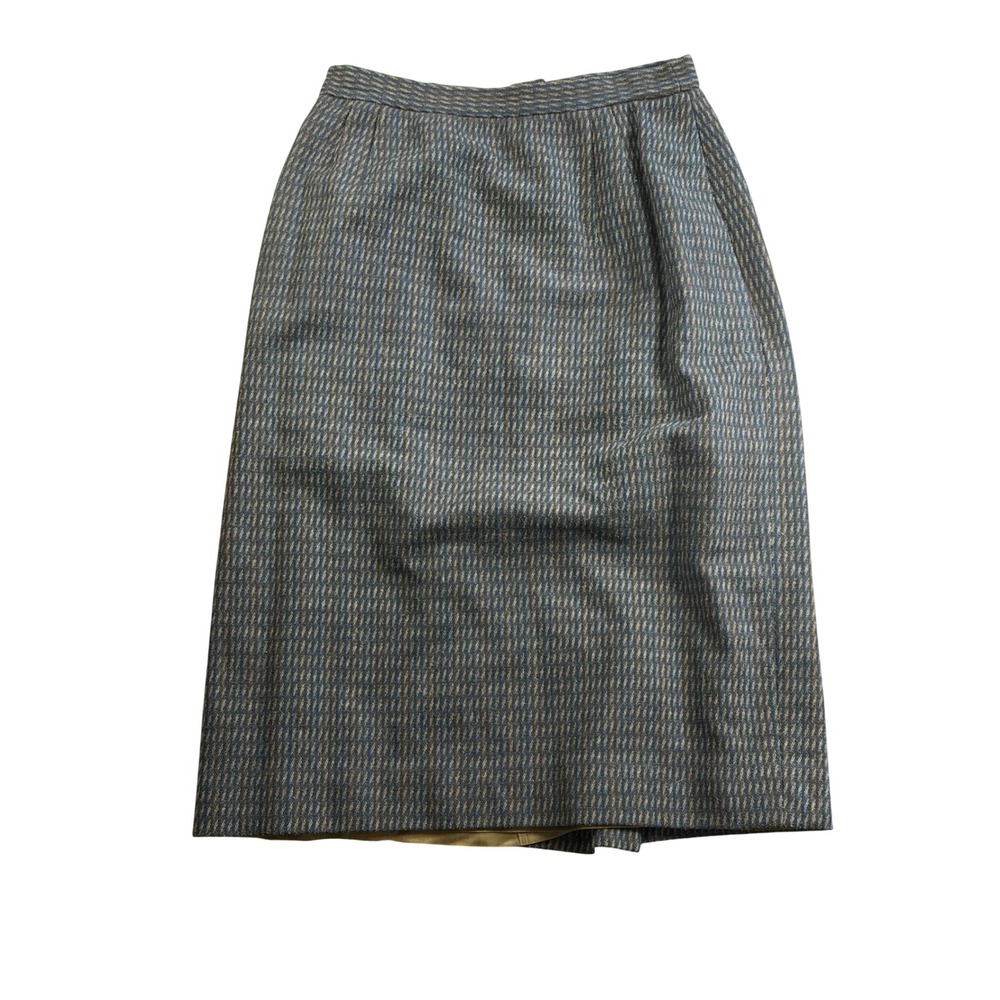 Vintage Wool Blend Pencil Skirt Brown Teacher Weave Lined Womens 14 Academia